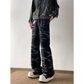 Threebooy Y2K Streetwear Tie Dye Washed Black Baggy Jeans Pants For Men Clothes Straight Hip Hop Long Trousers